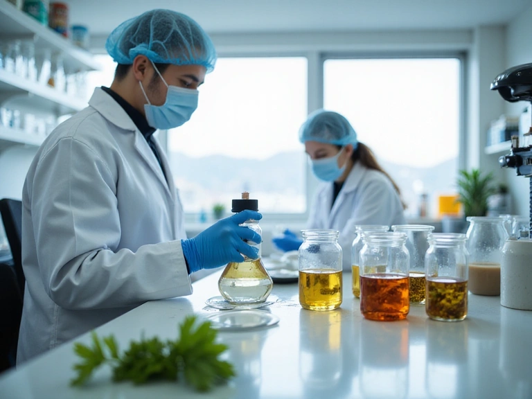 Abstract image representing quality control, laboratory clean room, and natural ingredients