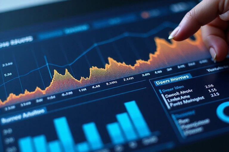 Infographic showing website analytics data with charts and graphs