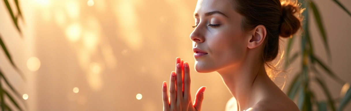 Peaceful, glowing skin with natural botanical elements